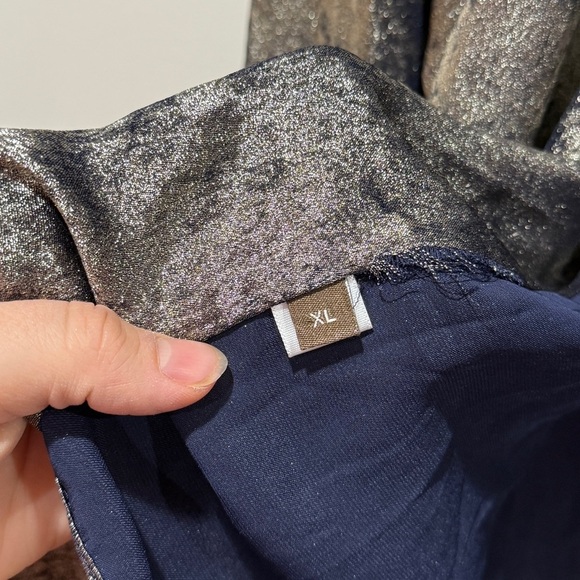 Peter Cohen Rocker Silver Velvety Foil Blazer Topper XL Layering Career Holiday - Picture 10 of 15